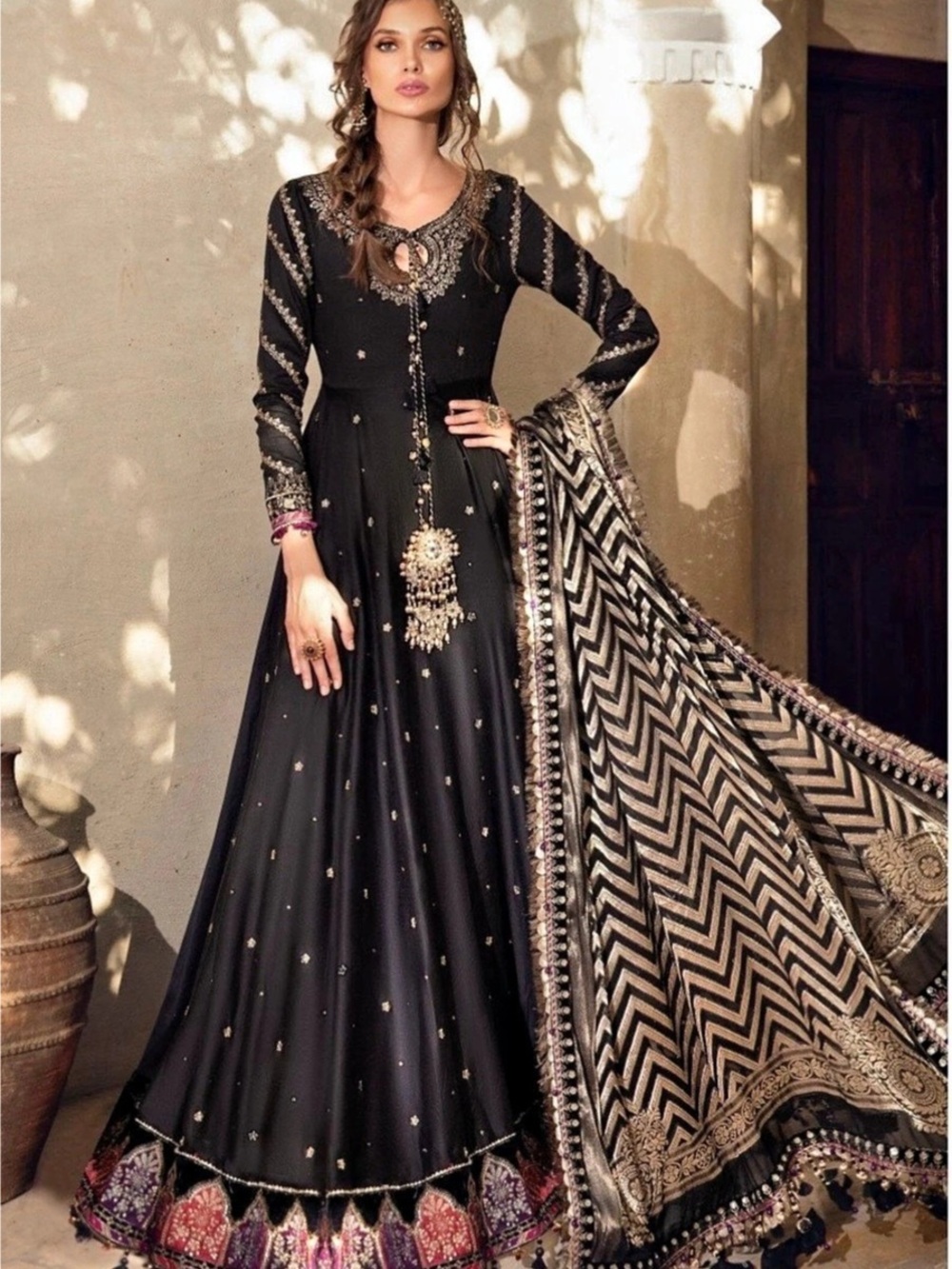 Black & Gold Maxi Dress Set